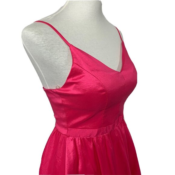 Honey and Rosie Hot Pink Satin V-Neck Fit & Flare Party Dress Sz 5 Cocktail Mini - Picture 4 of 13